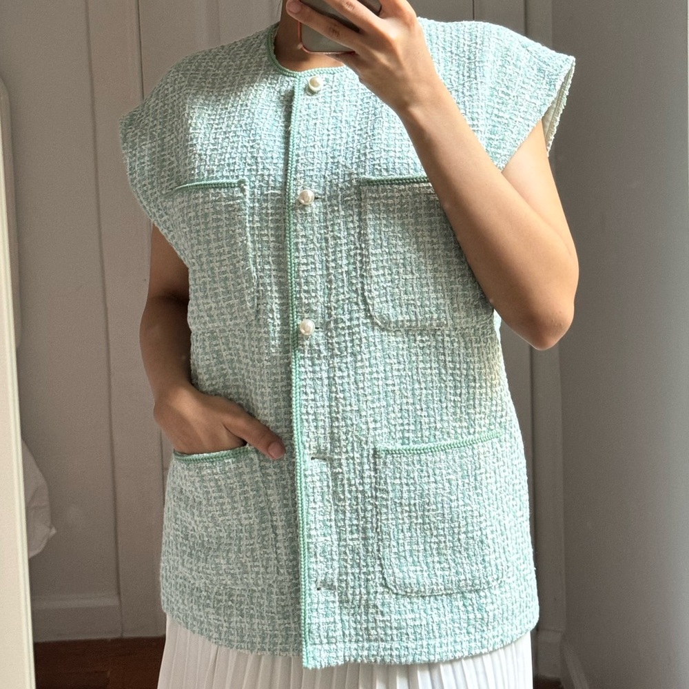 Love Bonito mint tweed vest
